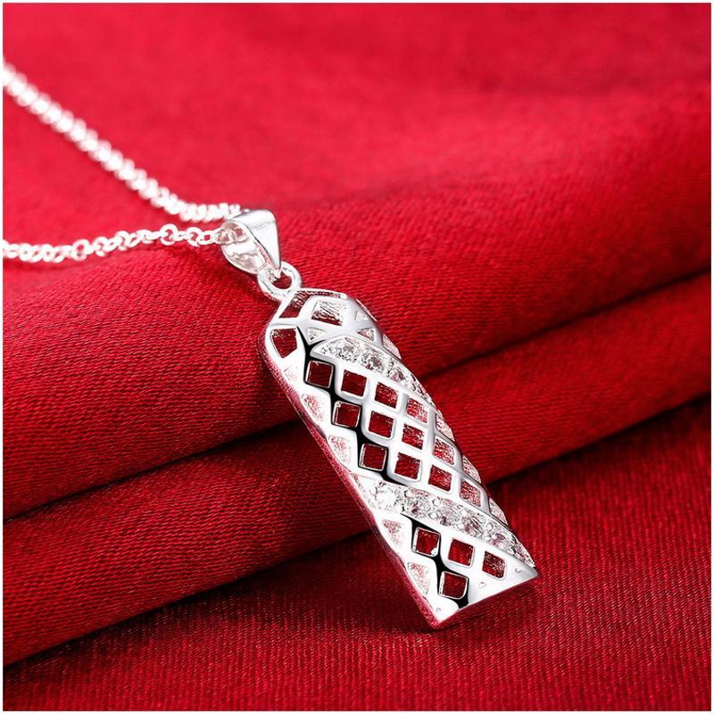 N871 Women Silver Necklace 镀纯银日韩时尚配饰女水晶项链坠送女朋友七夕情人节礼物
