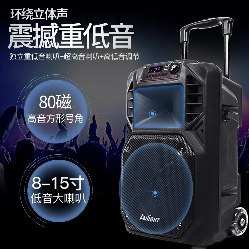 爱浪DT-10户外演出广场舞音响大功率移动拉杆音箱重低音无线蓝牙K歌