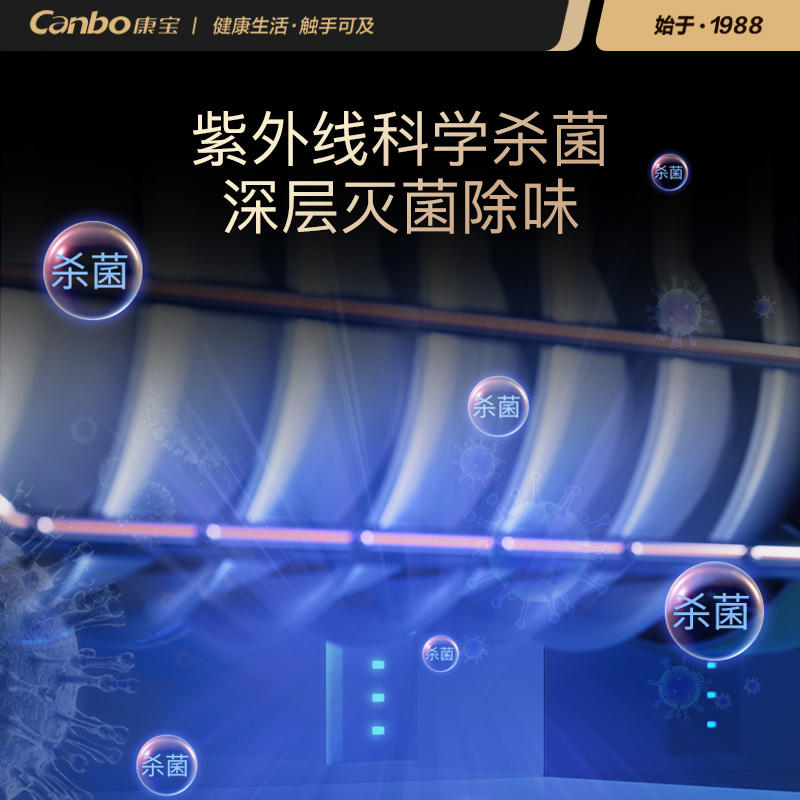 康宝 Canbo 消毒柜 嵌入式 家用 消毒碗柜紫外线 大容量 二星级 高温 厨房 餐具 碗筷XDZ100-EF122高清大图