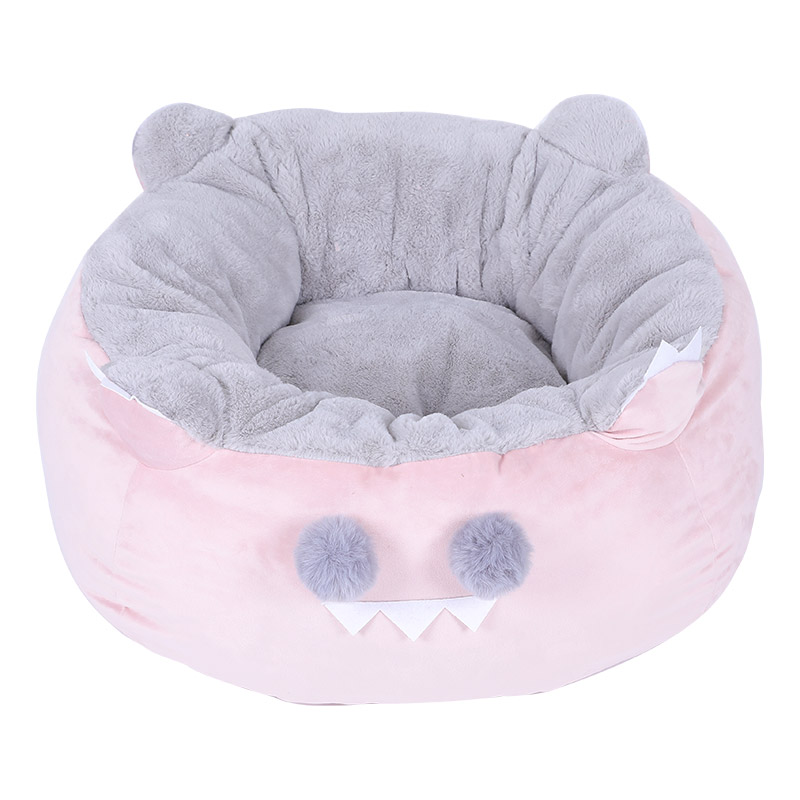 猫窝四季通用冬季保暖封闭式猫窝网红猫咪用品宠物猫咪窝猫床猫屋 俏皮小怪兽猫窝（粉色） M-56*56*27（12斤内猫咪适用）