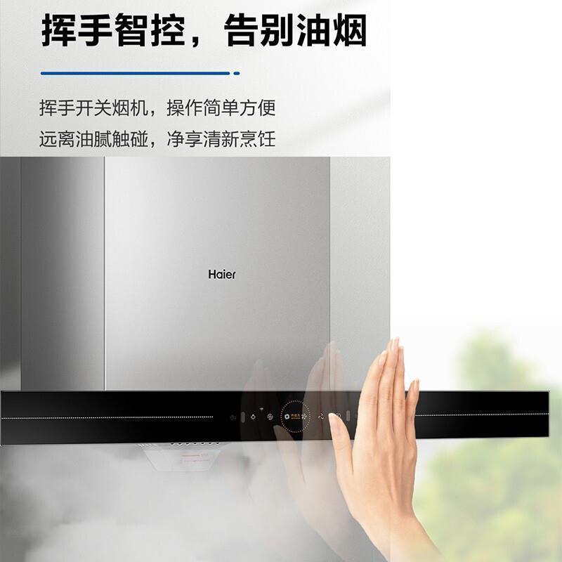 Haier/海尔欧式抽油烟机烟灶套装烟机灶具套装 爆炒21立方大吸力油烟机+4.2KW天然气灶ET901U1+Q235天