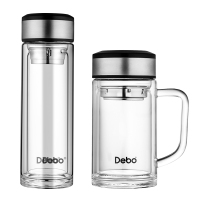德铂(Debo) DEP-743 汉纳斯(玻璃套装杯) 家用办公室双层玻璃高耐热便携式玻璃杯套装
