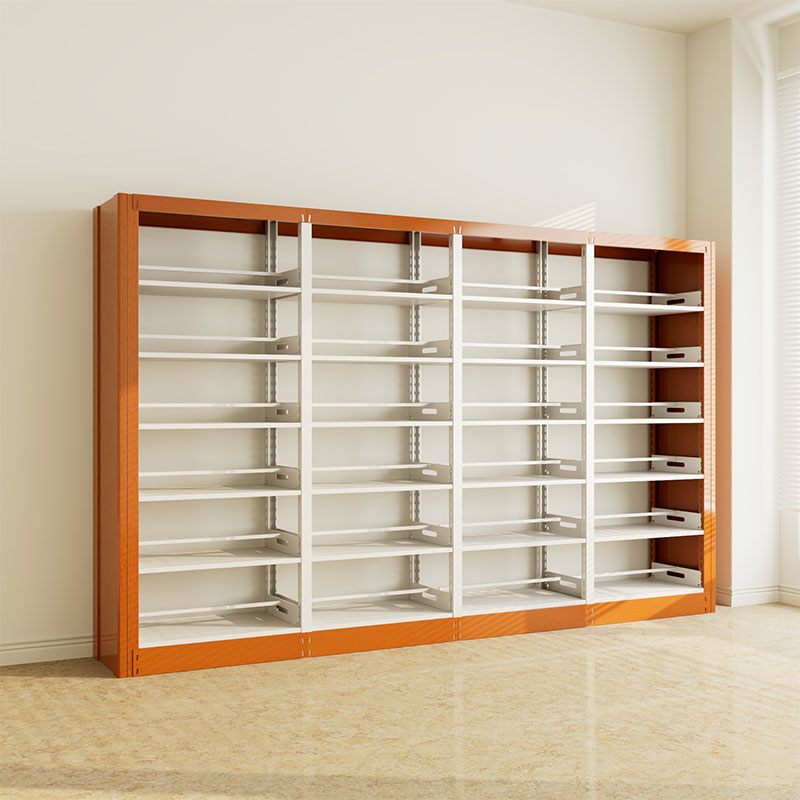 臻远ZY4072634 钢制书架黄色资料架 双面6层一列四组 3700*450*2000mm高清大图