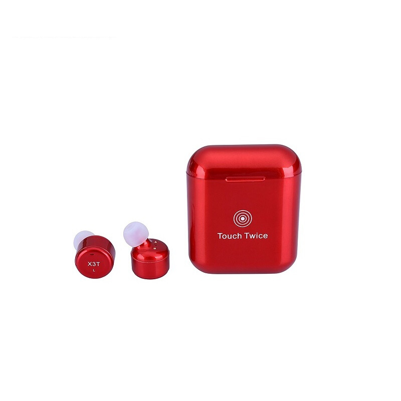 HIGE X3T蓝牙耳机迷你运动隐形超小便携式4.2触控双耳立体声带充电仓 适用于苹果三星通用 大红色