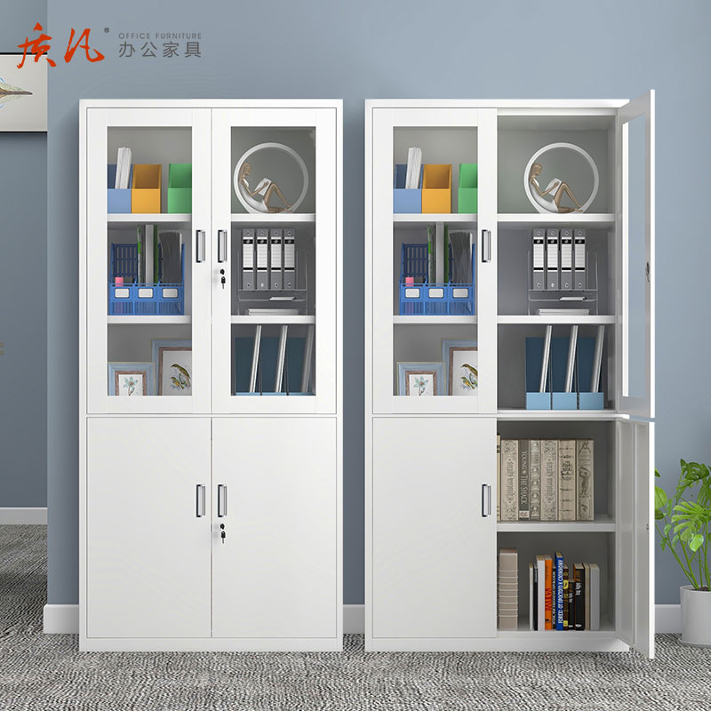质凡储物柜资料柜档案柜 分双节四门办公柜高清大图