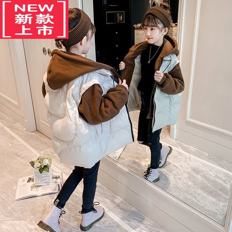 可莉允女童棉衣冬装2022新款儿童洋气加厚羽绒棉服小女孩中长款棉袄外套图片