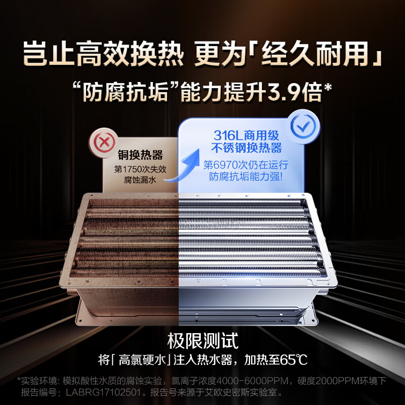 史密斯(A.O.SMITH)13升精钢燃气热水器 负压燃烧更安全 精控恒温 天然气JSQ26-TM5