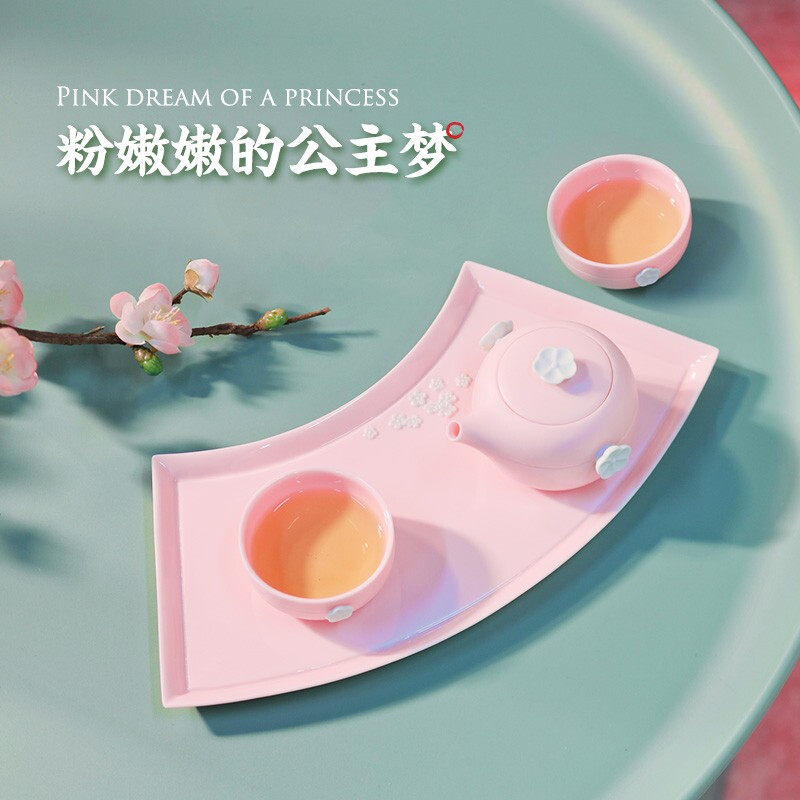 万仟堂(EDENUS) 梅花早春 随手礼茶具樱花粉釉(一壶两杯一盘)高清大图