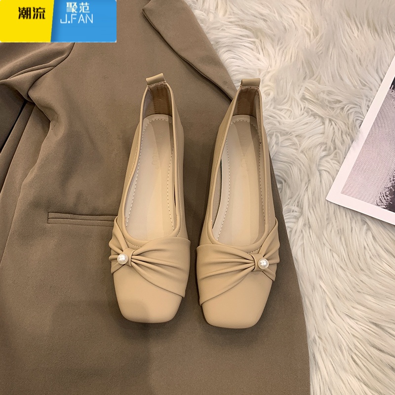 聚范法式低跟玛丽珍晚晚温柔奶奶鞋女2024新款平底百搭配裙子妈妈瓢鞋高清大图