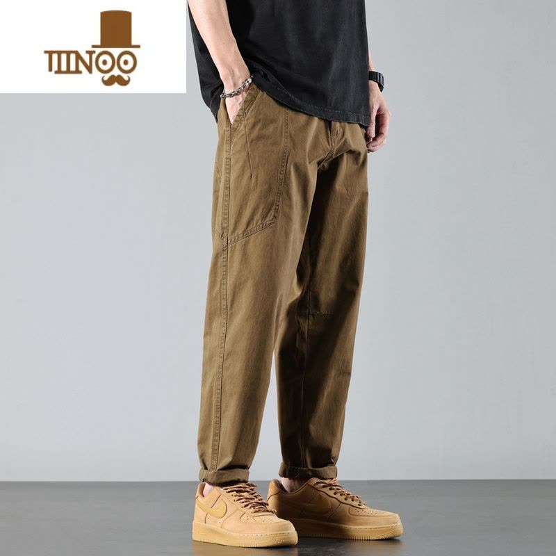 YANXU潮牌微锥哈伦工装休闲裤子男款2023夏季薄款长裤松紧腰男裤潮图片