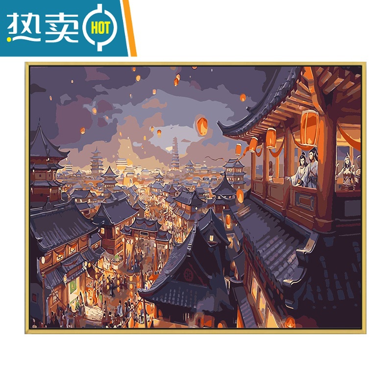 敬平数字油画diy填充油彩画减压手工人物动漫客厅装饰画创意涂鸦绘画装饰画高清大图