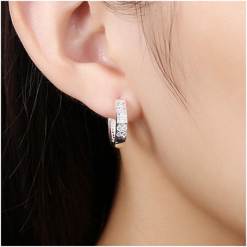 Women Silver Earrings 镀925纯银精致耳扣日韩版女耳饰耳环E781送女朋友七夕情人节礼物