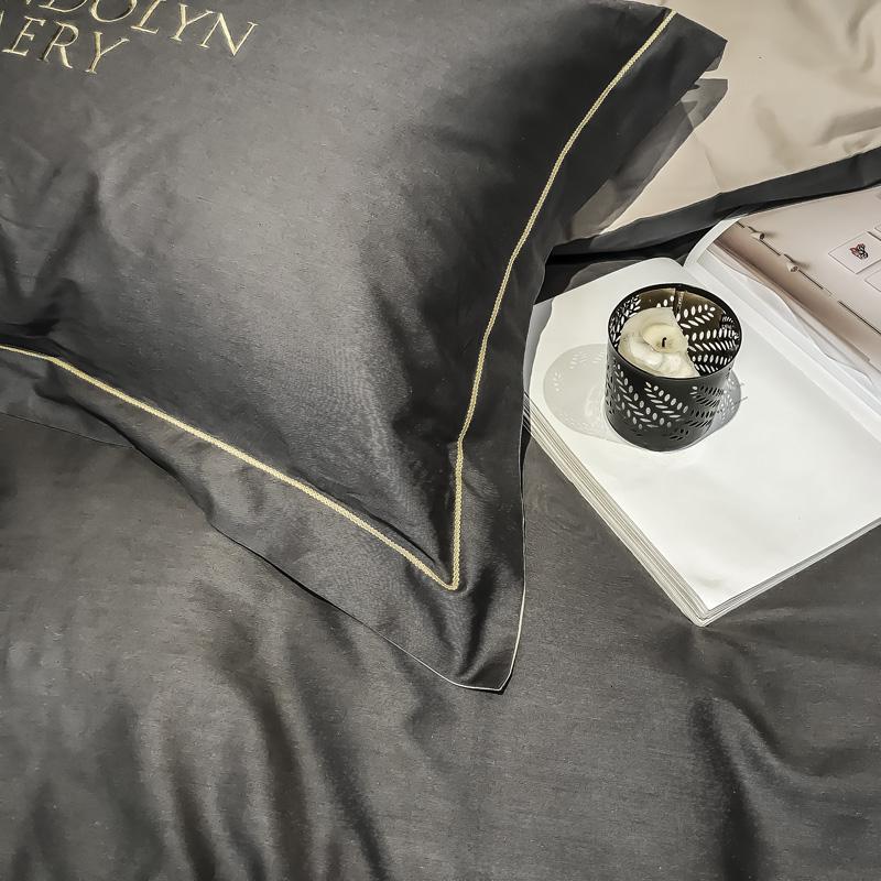 美帮汇全棉60支长绒棉四件套北欧风被罩全棉床单被套简约床上用品高清大图