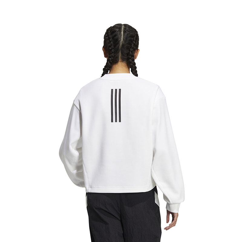 adidas Ust Swt Sep T1 品牌Logo印花背面条纹细节圆领长袖卫衣 女款 白色 HR8157