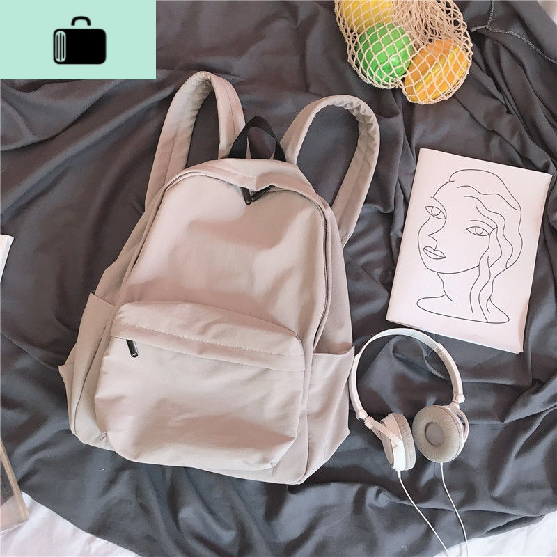 防水书包ins女学生韩版原宿初中生背包纯色森系大容量高中双肩包NEW LAKE