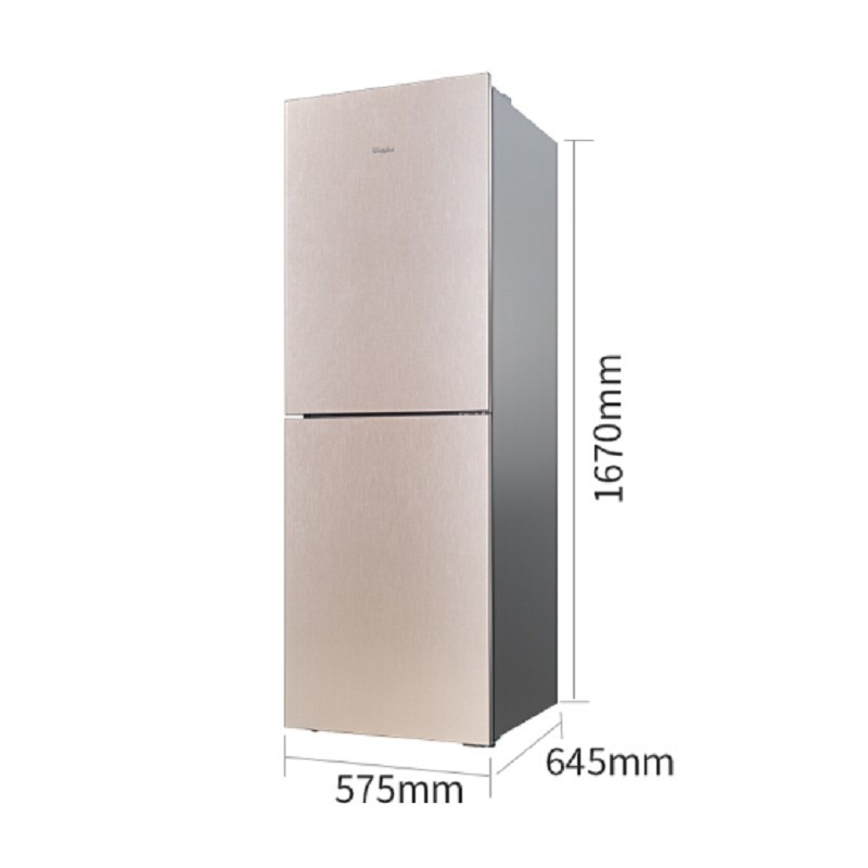 惠而浦whirlpool230升风冷无霜两门冰箱家用节能钢化玻璃面板小尺寸