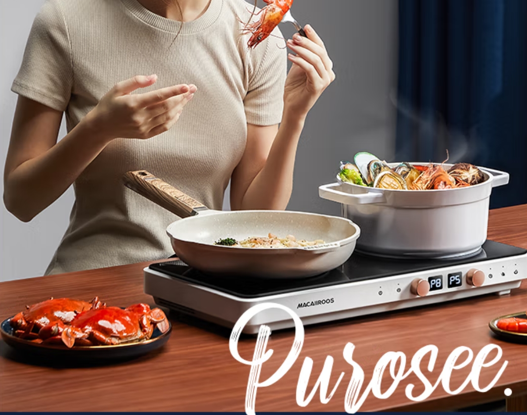 迈卡罗 (MACAIIROOS)多功能料理锅电火锅多用途锅电烧烤锅电煎锅料理盘 MC-IH2218(白晶版)高清大图