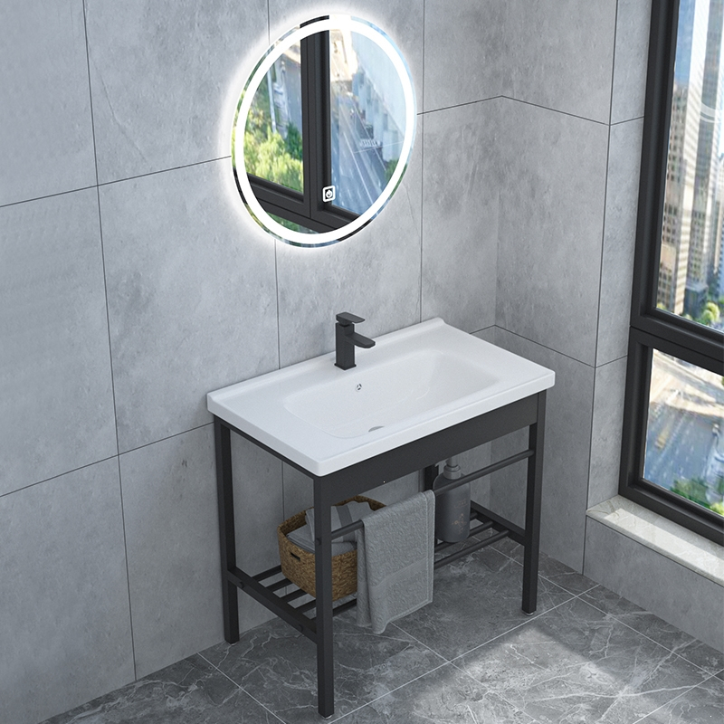 阳台洗手盆一体落地式陶瓷卫生间浴室洗脸盆柜组合小户型洗漱水池