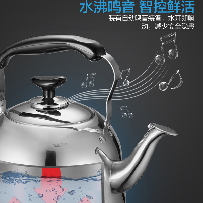 爱仕达 烧水壶 燃气304不锈钢5L 电磁炉鸣音开水壶/大容量WG1505