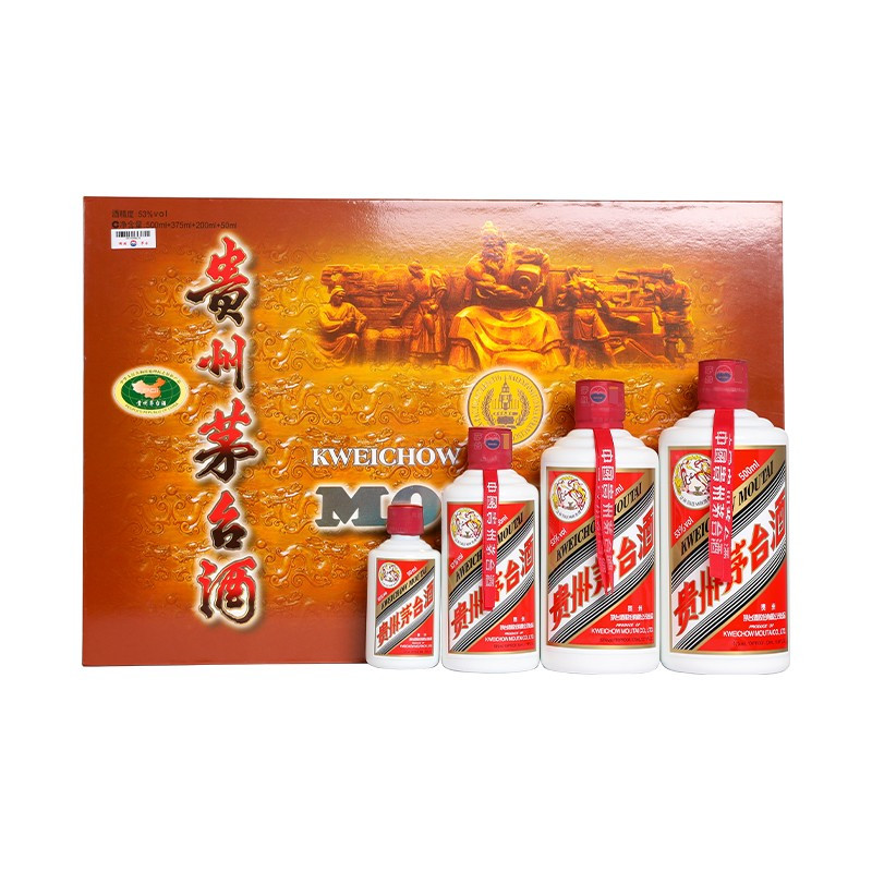 茅台酒 飞天四件套(500ml+375ml+200ml+50ml) 53度酱香型白酒 礼盒装
