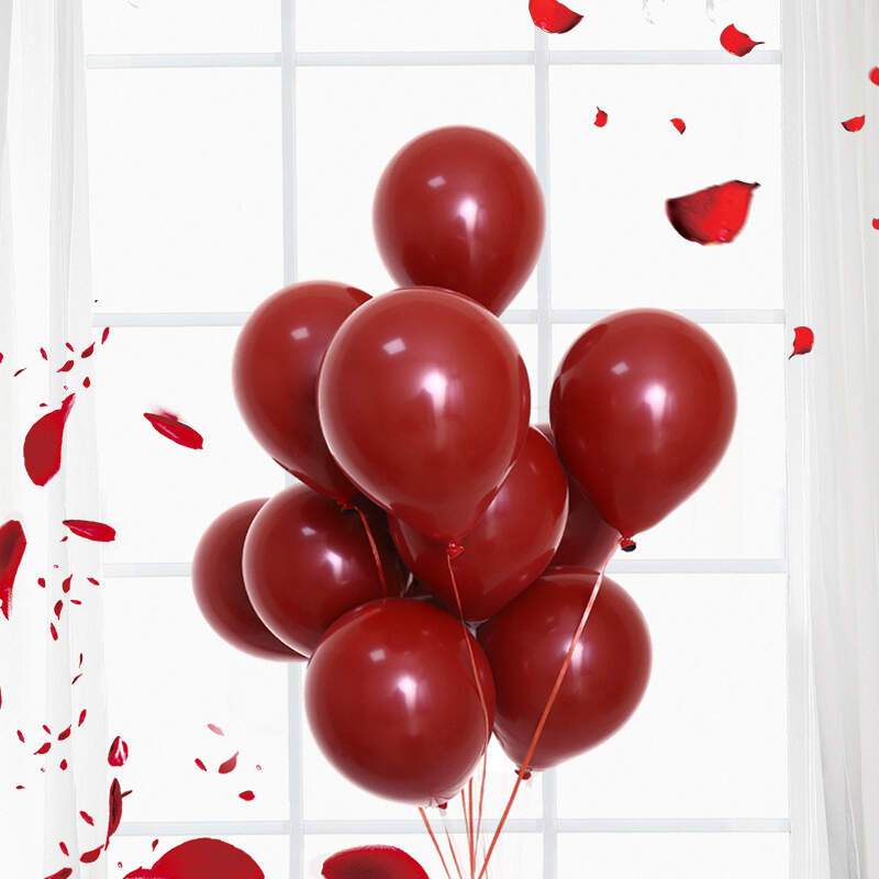 宝石红10寸乳胶气球活动婚礼婚房布置加厚双层石榴红气球双层石榴红