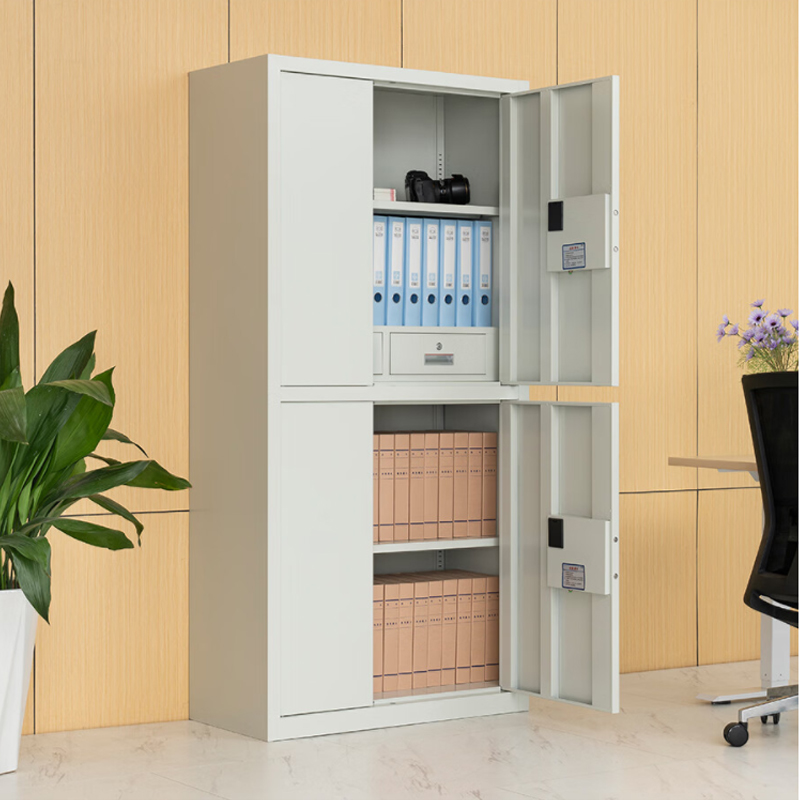 帅畅指纹电子保密柜钢制密码文件柜档案柜矮柜资料柜办公柜通双节白色:电子密码锁高清大图