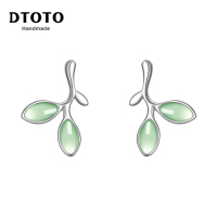DTOTO 新推简约时尚职场日常精致百搭绿色清新幸运橄榄叶银耳钉