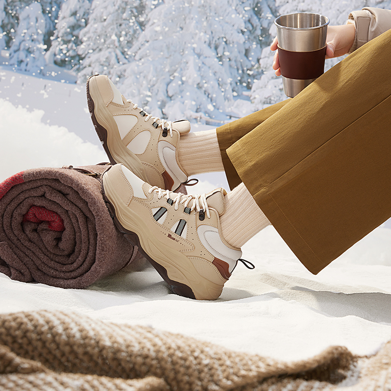 361°女鞋加绒保暖运动鞋冬季大棉鞋防滑户外高帮休闲鞋老爹鞋子女高清大图