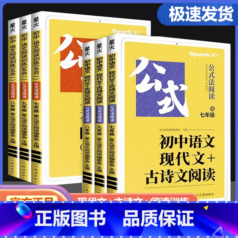 语文阅读训练五合一 七年级/初中一年级 [正版]星火初中语文阅读理解专项训练书五合一七年级中考现代文阅读答题模板技巧组合