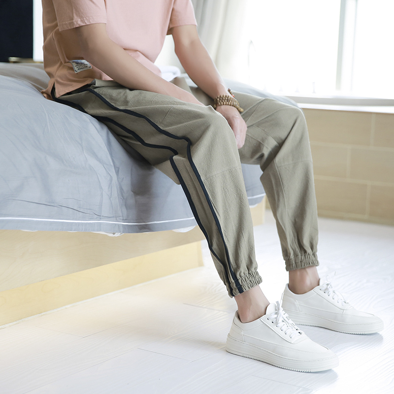 夏季男士小脚束脚裤百搭运动休闲青年哈伦裤子韩版帅气年轻九分裤