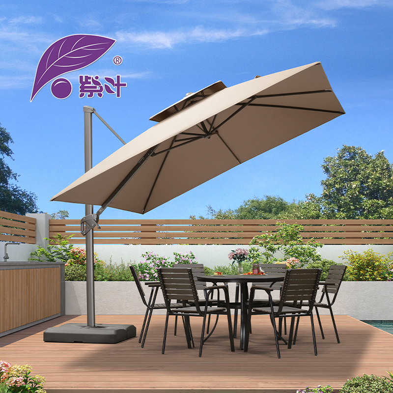 紫叶户外遮阳伞别墅罗马伞户外伞花园太阳伞庭院伞室外露台遮阳棚高清大图