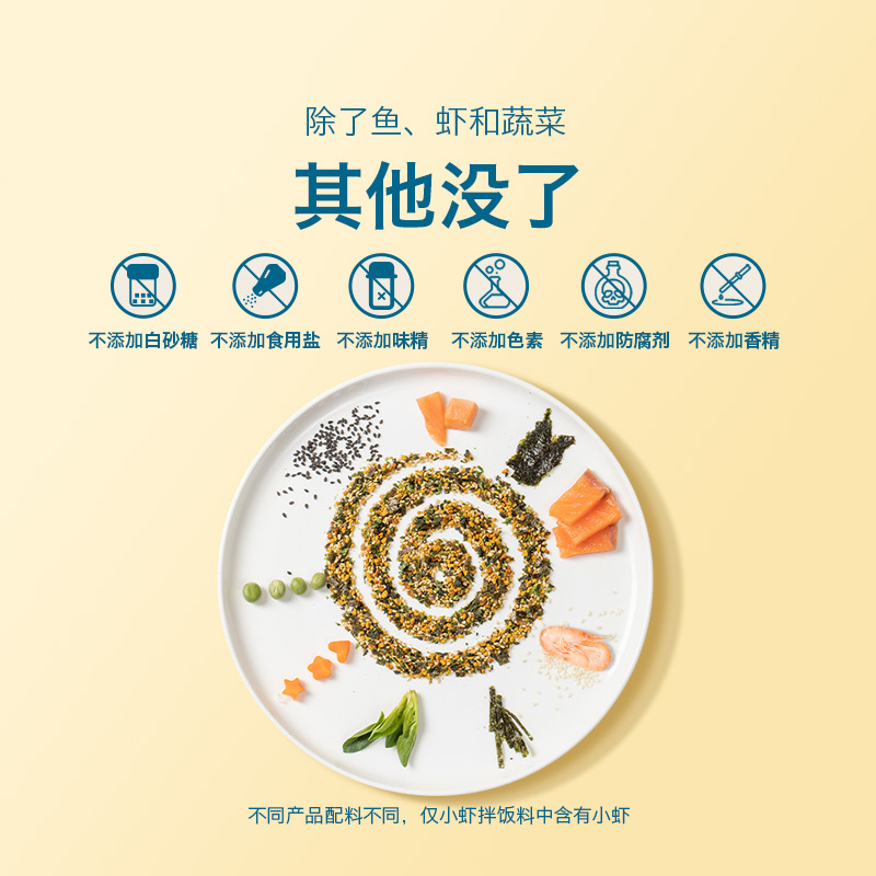 禾泱泱小虾拌饭料+禾泱泱三文鱼拌饭料 宝宝爱上吃饭调味品无盐无添加 宝宝儿童辅食添加料 70克 ×2盒装 让孩子爱上吃饭