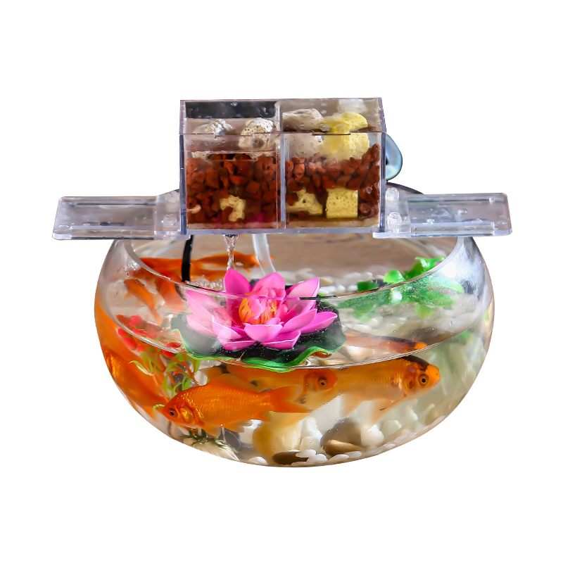 过滤器 瀑布式循环家用小型圆形鱼缸抽水/过滤/增氧三合一过滤器高清大图