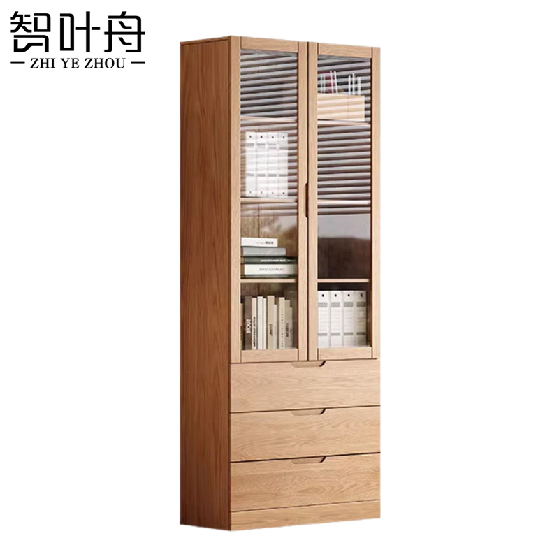 智叶舟实木办公柜80*32*200cm台高清大图