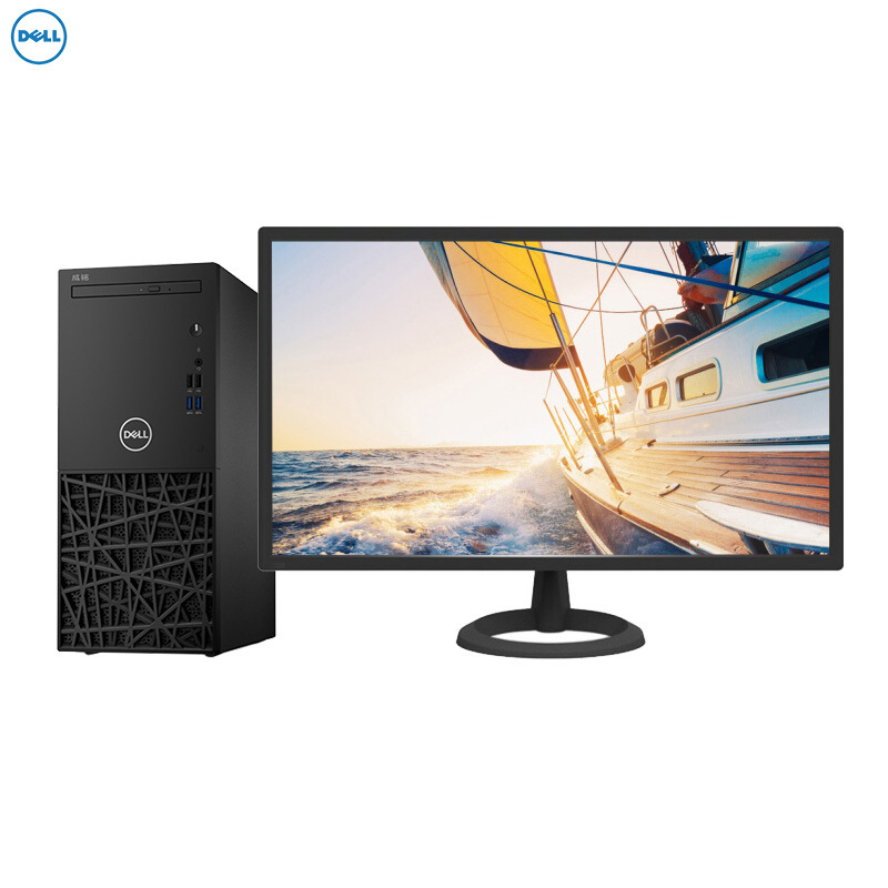 戴尔(DELL)成铭3980 台式电脑 优派23.8英寸显示器（i3-8100 4G 1T 集显 无光驱 W10H 麦克风+音响）