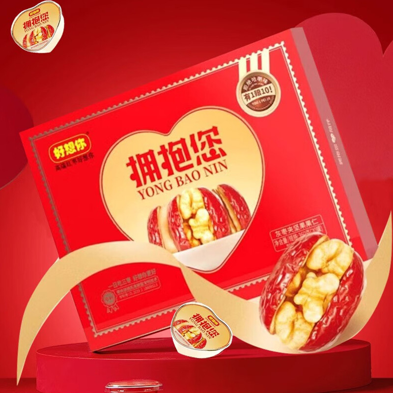 好想你蜜饯礼盒口感软糯甜腻枣夹核桃拥抱您360g*1盒(包装随机)