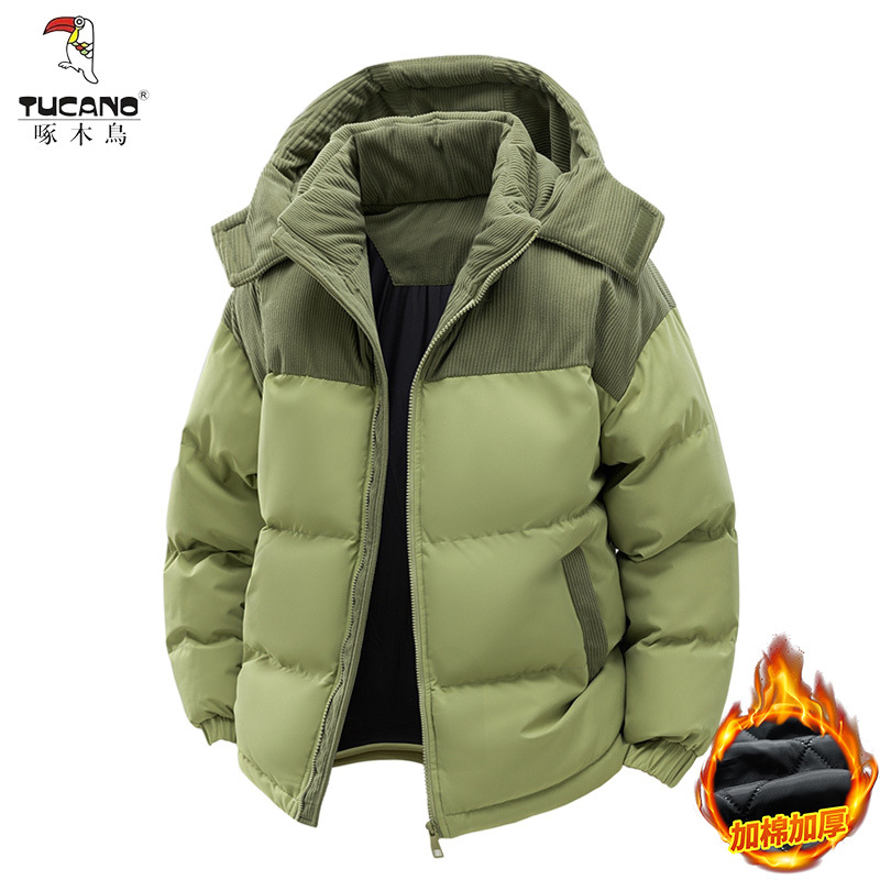 啄木鸟冬季加厚款抗寒保暖棉衣可拆卸帽面包棉服男女同款保暖外套高清大图