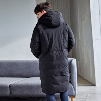 【2件1折价129.9元】唐狮冬装新款羽绒服男连帽撞色中长款羽绒服韩版宽松学生外套