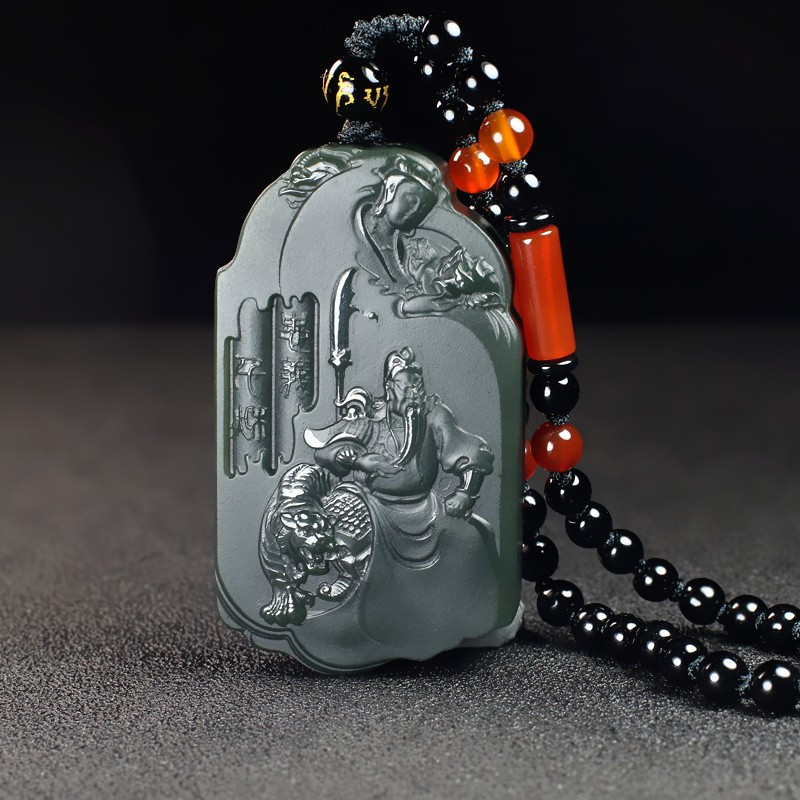 和田玉关公玉吊坠真品青玉细料新疆玉石男款玉坠男士女士玉牌玉挂件