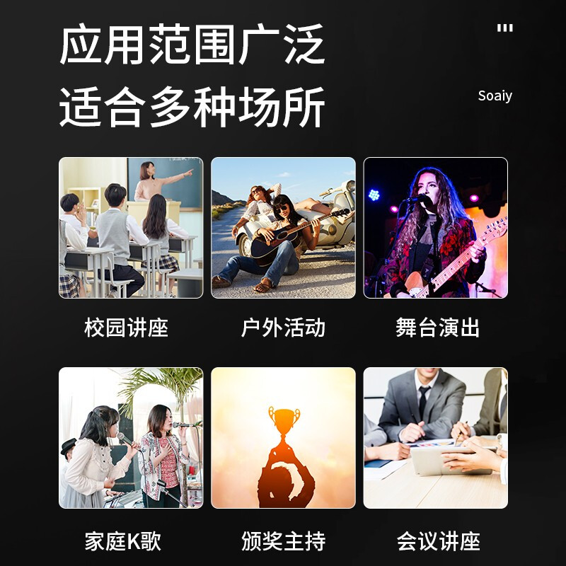 索爱(soaiy) WK2 无线麦克风双话筒专业手持KTV唱歌演出舞台K歌会议通用家庭麦克风 一拖二高清大图