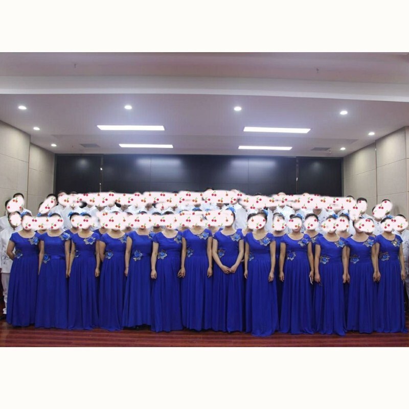 新款大合唱服装长裙女大学生舞蹈表演演出服礼服