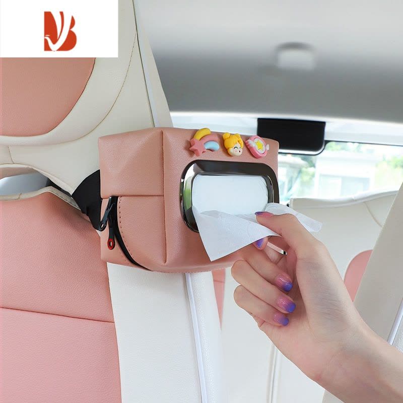 三维工匠五菱宏光mini抽纸盒马卡龙ev卡通纸巾盒车载车内饰布置爆改装配饰 草帽鸭纸巾盒[2个装,更优惠]图片