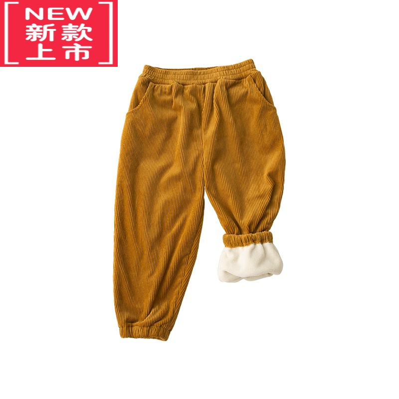可莉允SOYO男女童加绒裤子秋冬新款儿童灯芯绒加厚保暖休闲裤保暖裤