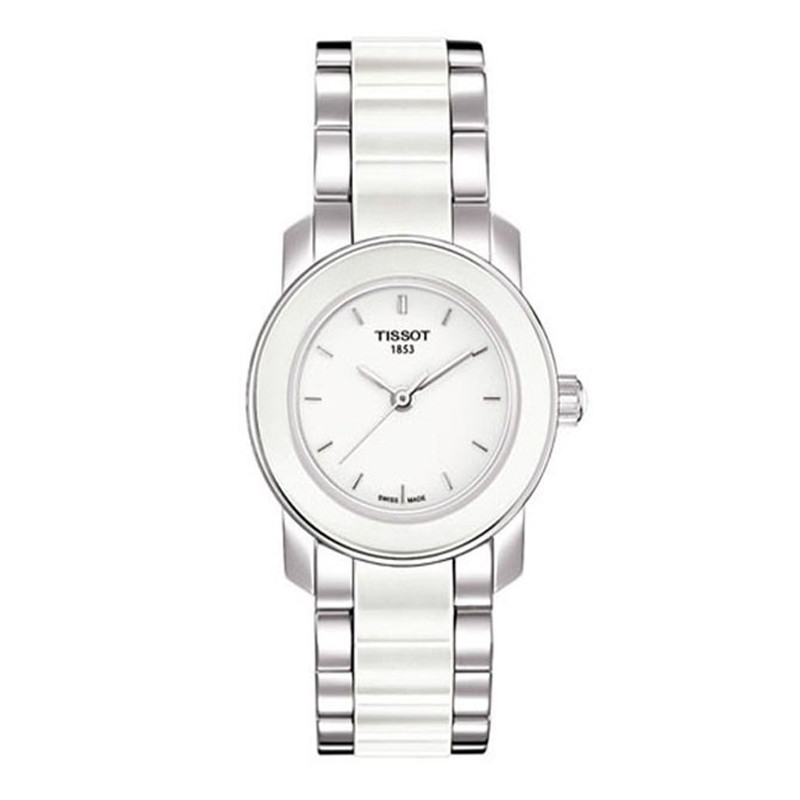 天梭 TISSOT 女士手表T-LADY系列 时尚 陶瓷表带 女表 石英表 女 T064.210.22.011.00