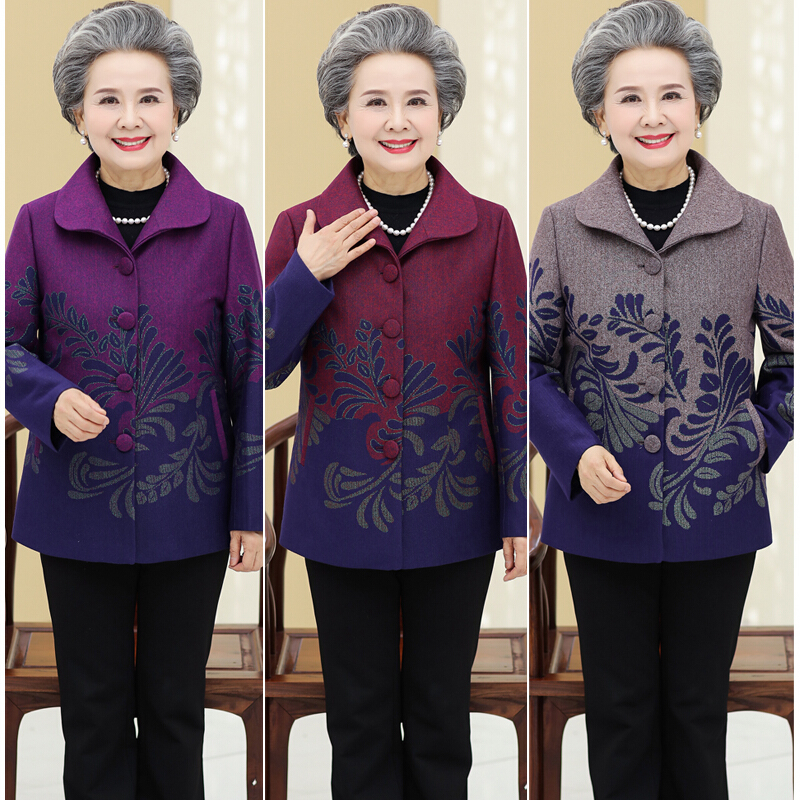 60-70岁中老年人女加绒外套奶奶衣服80老上衣妈妈装秋冬服装品牌抛鞍