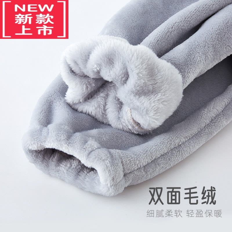可莉允儿童加绒裤子男女童暖暖裤宝宝秋冬珊瑚法兰绒睡裤加厚婴儿保暖裤图片