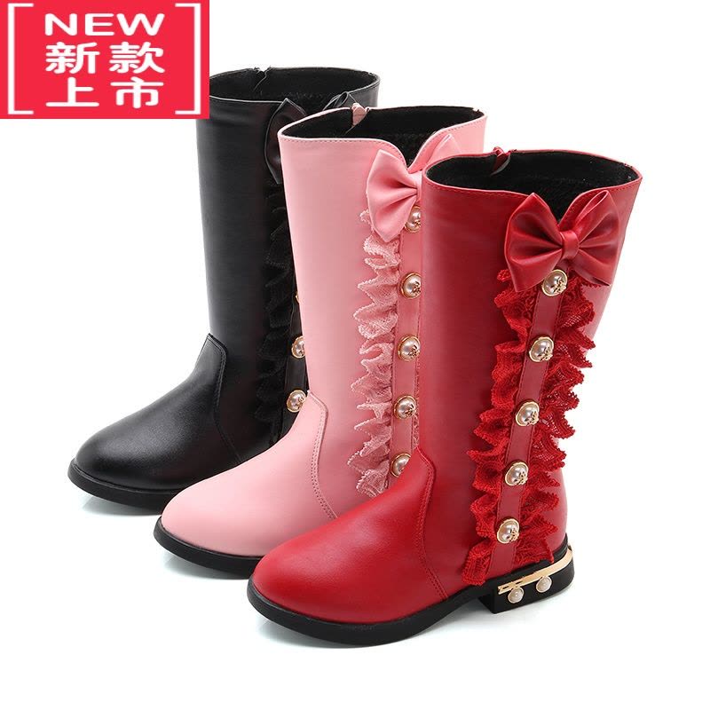 可莉允儿童鞋女童靴子冬季2022年新款公主长筒靴中大童小女孩加绒高筒靴图片