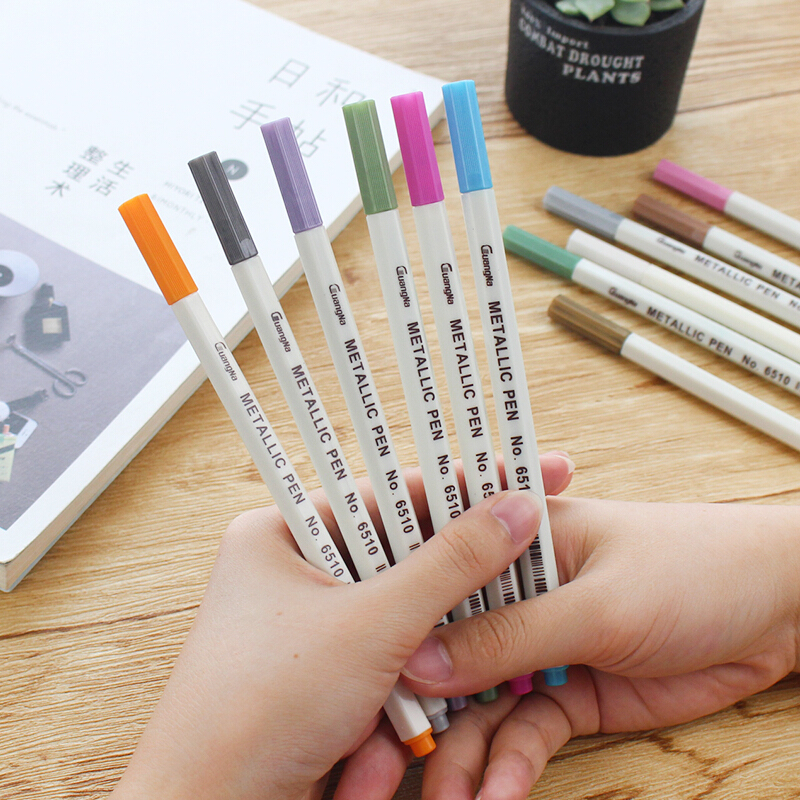 18新款diy相册彩笔相片照片涂鸦笔6510金属笔彩色笔记号笔油漆笔12色