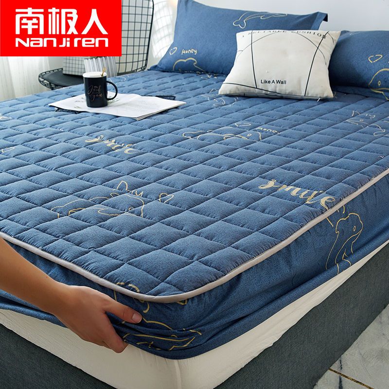 加厚夹棉床笠[恋人心 90*200cm[经久耐用] 南极人防水夹棉床笠单件隔尿透气床罩套席梦思保护套床垫套防尘罩