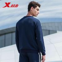 特步(Xtep)男运动卫衣正品2018秋新款运动长袖潮流针织上衣男士厚款套头衫882329059512